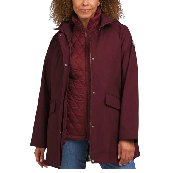 Lands' End Burgundy Jacket with Quilted Best Design 3-in-1 Systems Jacket Small - Picture 1 of 14
